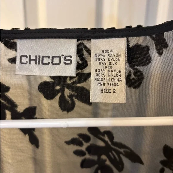 Chico's Sheer Black Floral Blouse - Picture 10 of 10